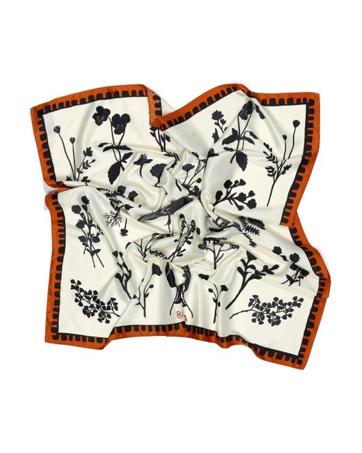Bimba Y Lola Black Floral-Print Scarf