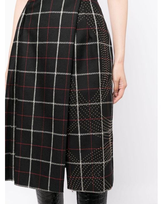 Elie Saab Black Check-pattern High-waist Skirt