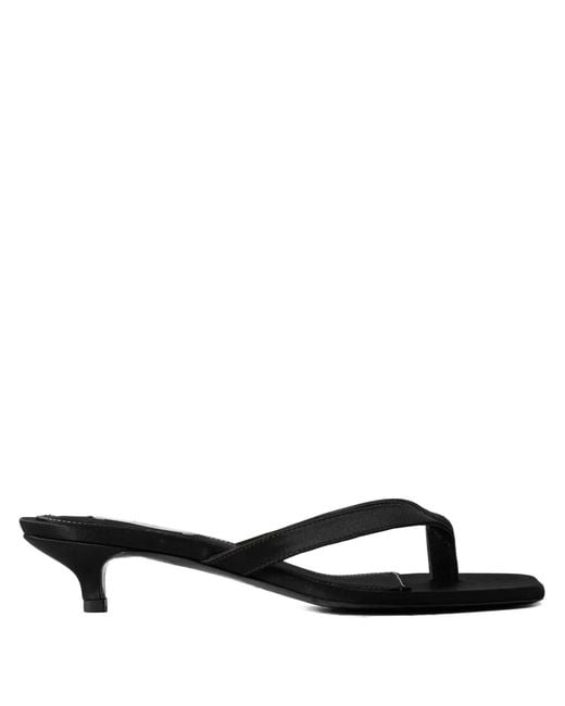 Totême Black Satin Heeled Sandals