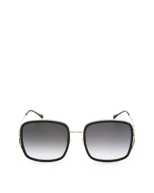Gucci Gray Horsebit Square-Frame Sunglasses