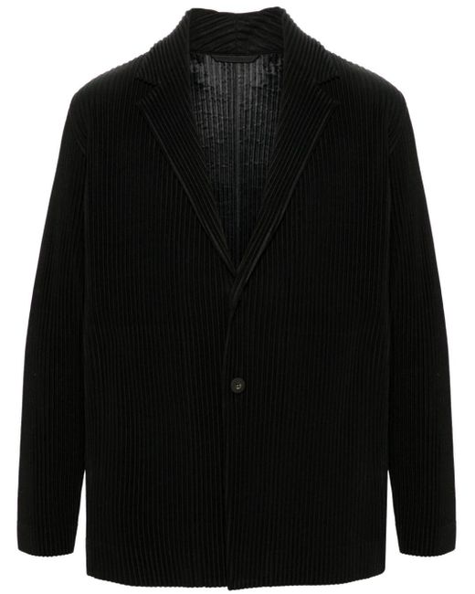 Homme Plissé Issey Miyake Black Pleated Single-Breasted Jacket for men