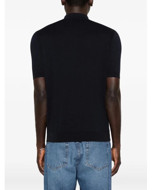 Fedeli Black Polo À Col Boutonné for men