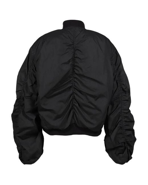 we11done Black Gathered-Effect Bomber Jacket for men