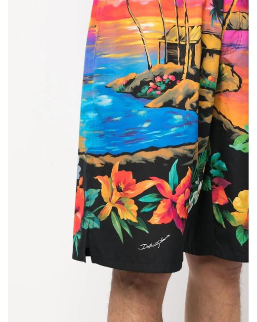 Dolce & Gabbana Orange Printed Shorts for men