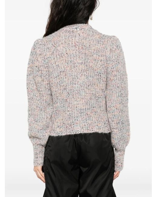 Twinset White Puff-Sleeve Speckled Cardigan