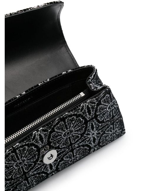 Aspinal Black Evening Floral-embroidered Clutch