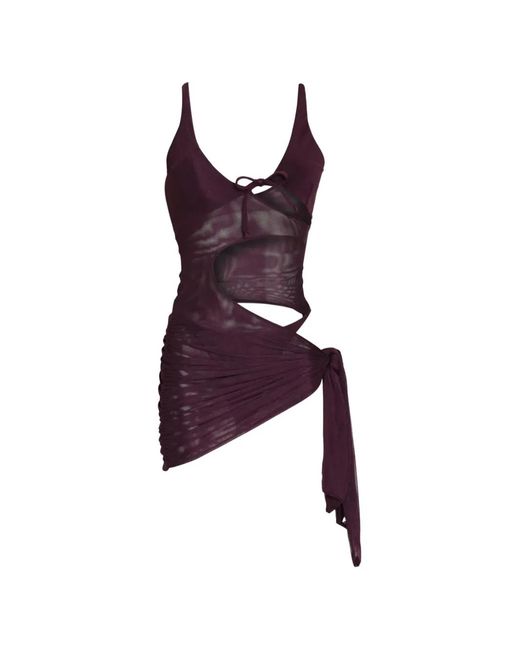 Amir Slama Purple X Tati Barbieri Cut-Out Knotted Beach Cover-Up