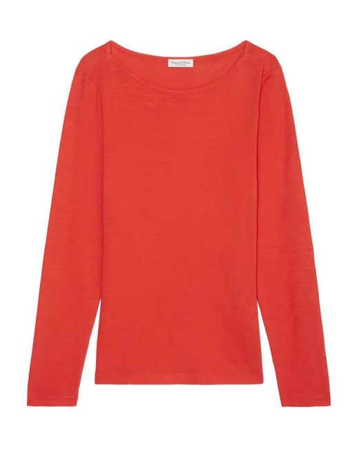 Marc O' Polo Red Long-Sleeve Boat-Neck Top
