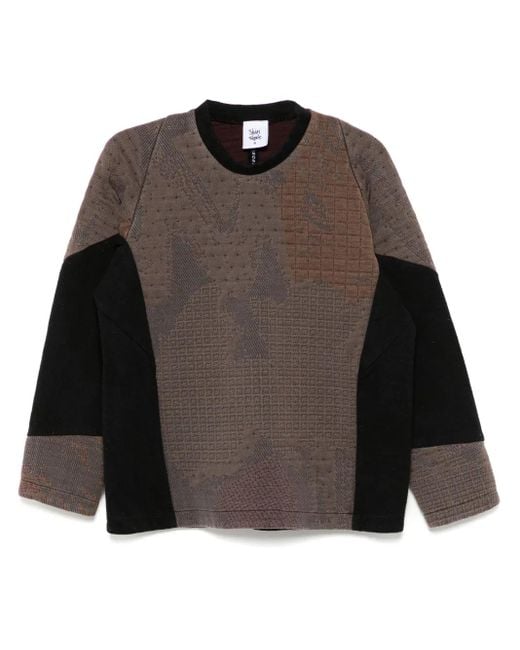 Stain Shade Black Panelled Sweatshirt for men