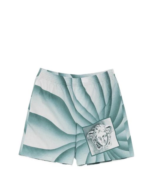 Versace Blue The Vortex Medusa-Print Shorts for men
