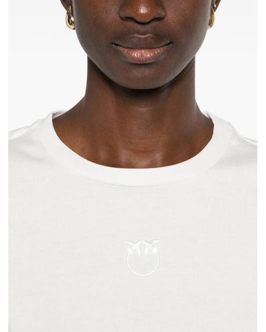 Pinko White T-Shirt With Love Birds Logo