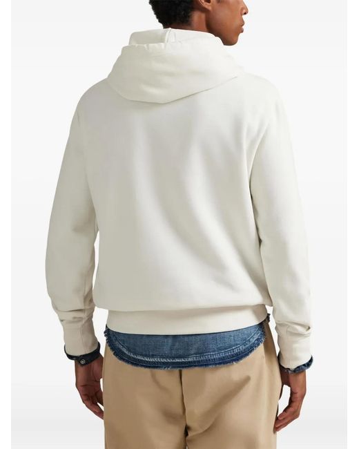 Ralph Lauren White The Rl Western Logo Fleece Hoodie for men