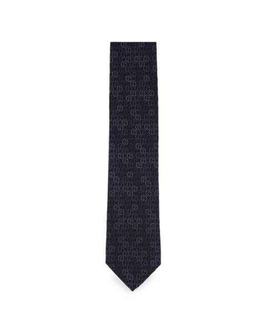Giorgio Armani Blue Logo-Jacquard Tie for men