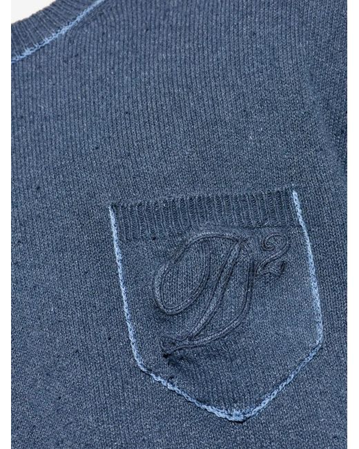 DSquared² Blue Logo-Embroidered Sweater for men