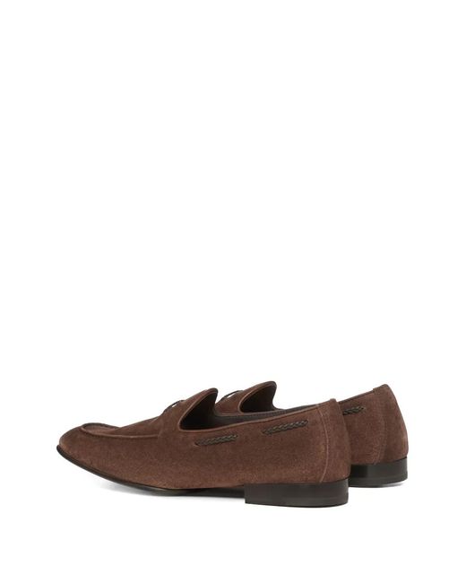 Doucal's Brown Braided-Lacing Loafers for men