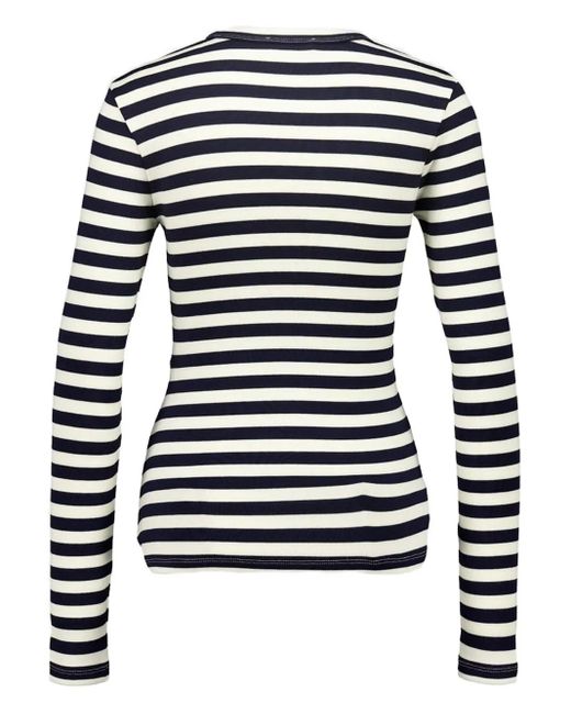 Rabanne Blue Striped Button-Detail Top