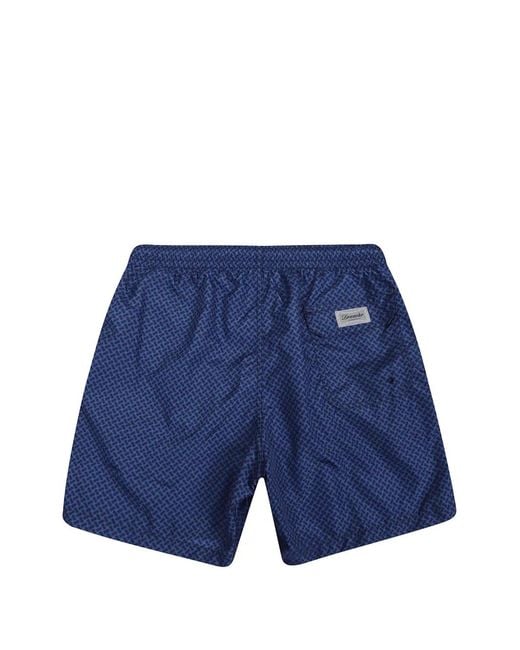 Drumohr Blue Geometric-Print Swim Shorts for men
