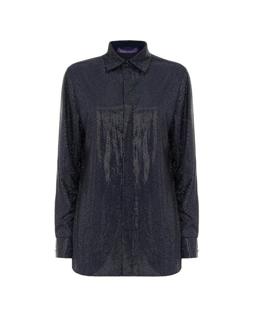 Ralph Lauren Blue Adrien Rhinestone-Embellished Shirt