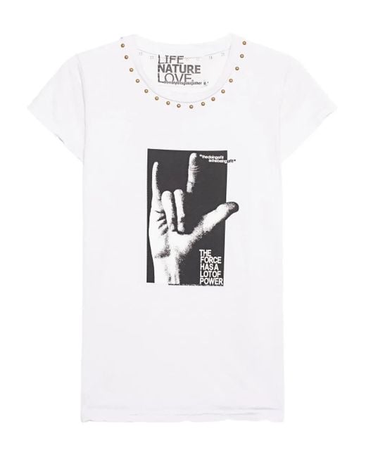 Freecity White Stud-Detail Cotton T-Shirt