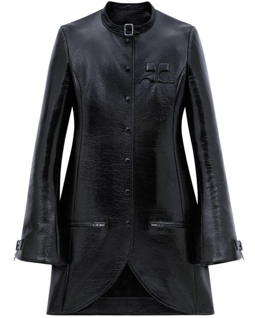 Manteau mi-long Ellipse Courreges en coloris Black