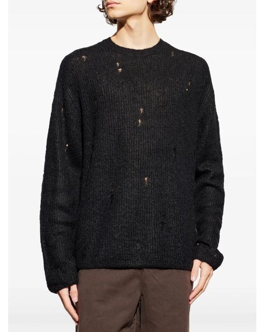 AllSaints Black Edgin Distressed Sweater for men