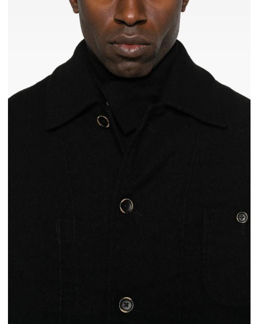 Uma Wang Black Button-Fastening Patch-Pocket Jacket for men