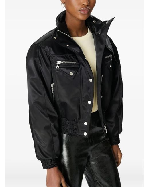 MARINE SERRE Black Satin Bomber Jacket