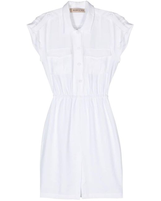 Blanca Vita White Afelandra Elasticated-waist Shirtdress