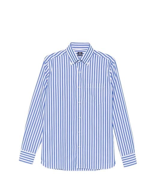 Truzzi Blue Vertical-Stripe Button-Down Shirt for men