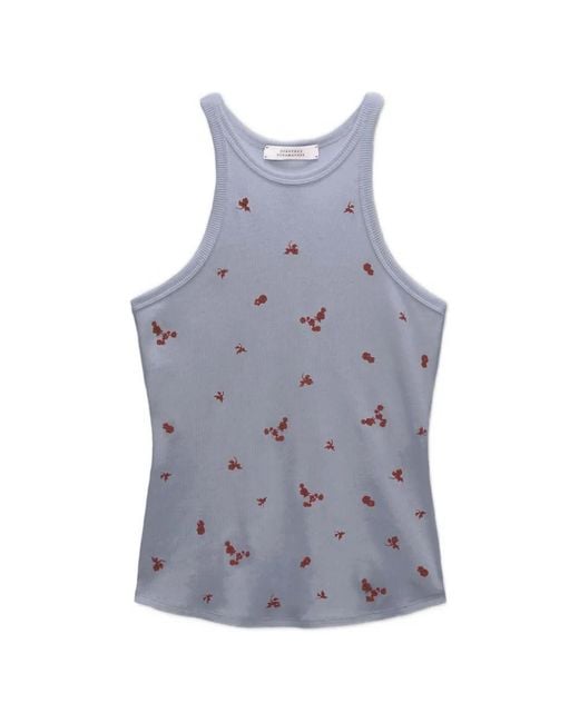 Dorothee Schumacher Blue Seduction Embroidered Ribbed Tank Top