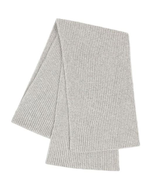 John Smedley リブニット メリノカシミアスカーフ Gray