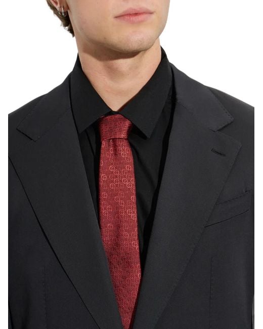Giorgio Armani Red Logo-Jacquard Pointed Tie for men