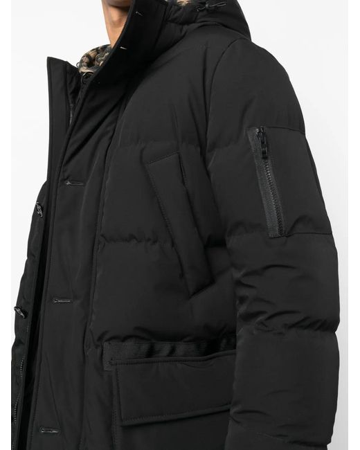 Fay Black Hooded Padded Coat for men