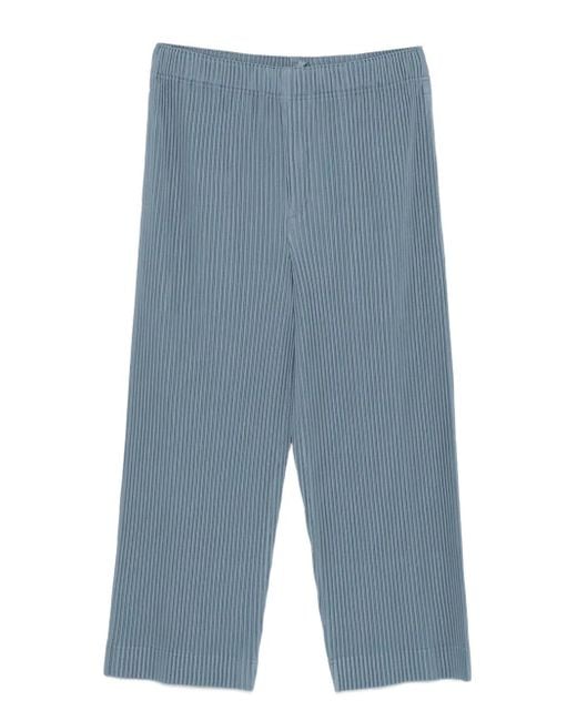 Pantaloni Crop Con Pieghe di Homme Plissé Issey Miyake in Blue da Uomo