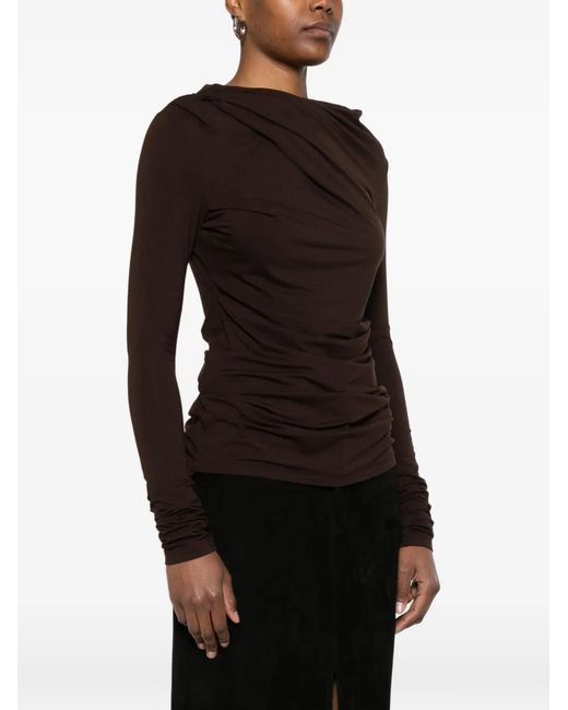 Entire studios Black Drape Long-Sleeve Top