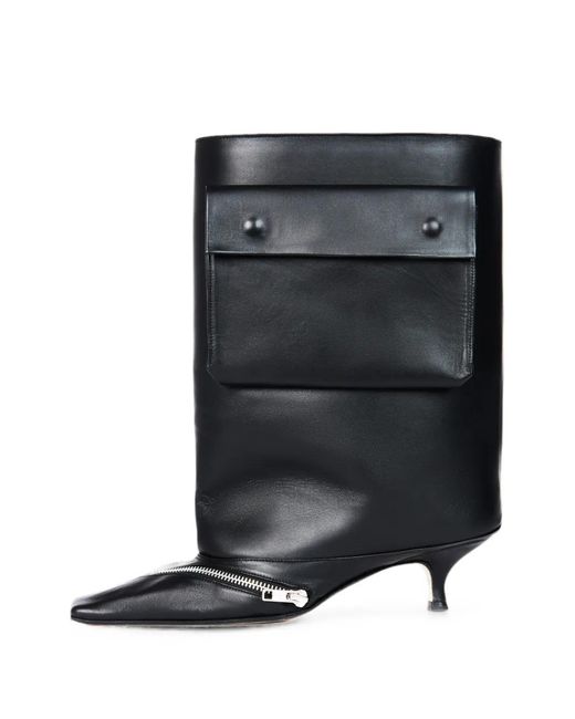 A.W.A.K.E. MODE Black Dana Flap-Pockets Boots