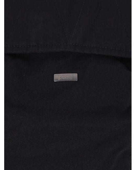 Herno Blue Hooded Down-Filled Coat for men