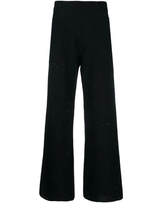 Fabiana Filippi Black Wide-Leg Sequin-Embellished Trousers