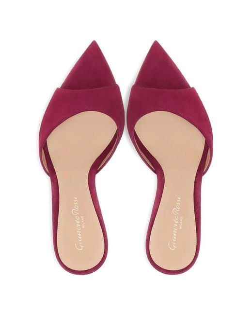 Gianvito Rossi Pink Elle Suede Sandals