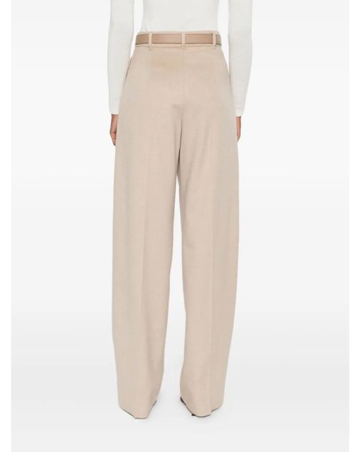 Max Mara Natural Pleated Belted Trousers