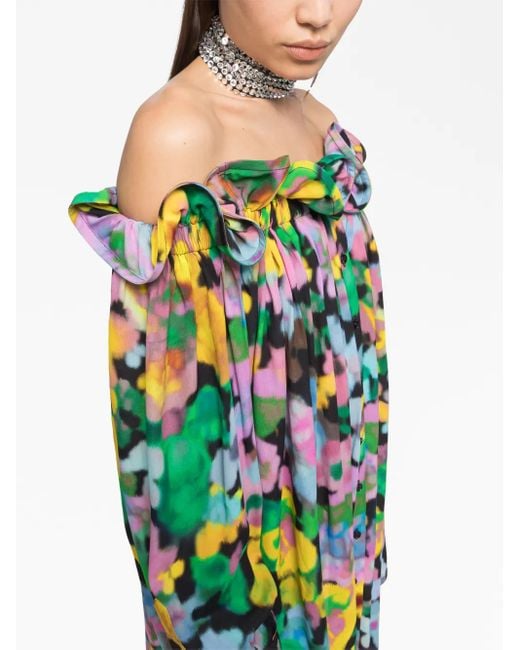 AZ FACTORY X Lutz Huelle Off-Shoulder Jurk in het Blue