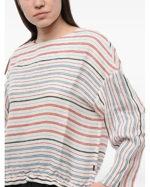 Woolrich Natural Striped Elastic-Hem Blouse
