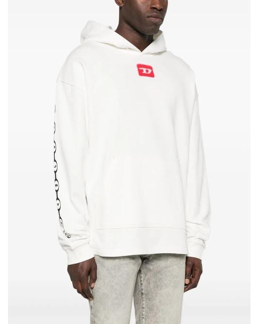 DIESEL White Hoodie for men