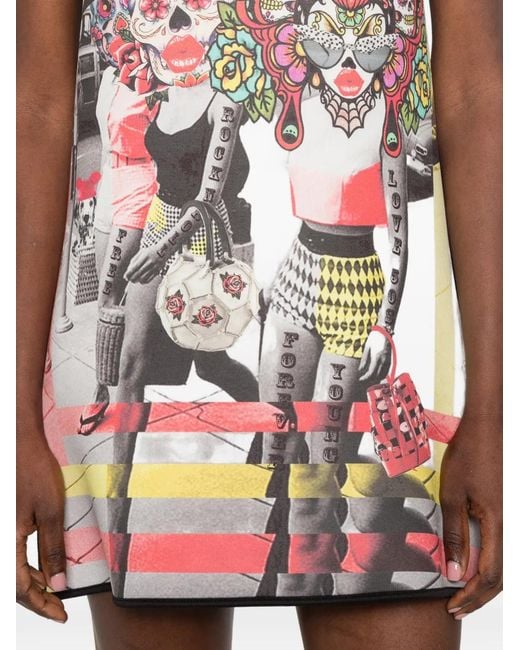 The Artistylist White Graphic-Print Sleeveless Mini Dress