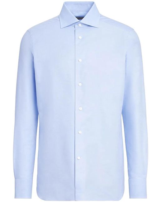 Zegna Blue Trofeo Cotton Shirt for men