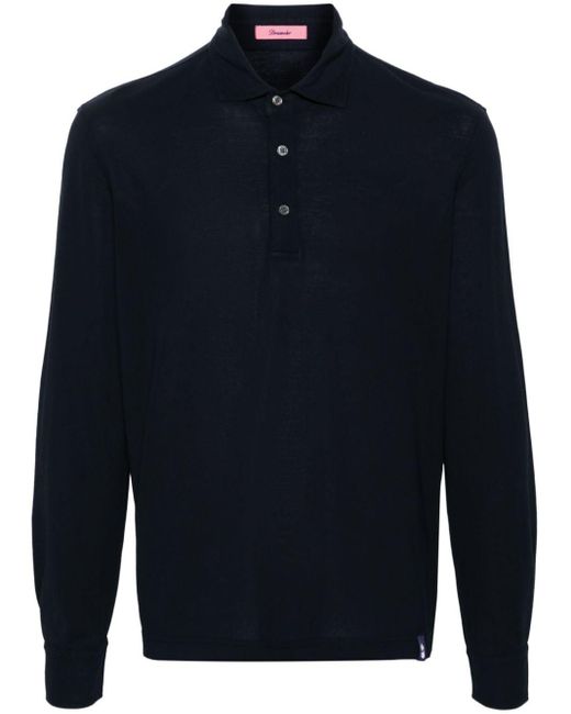 Drumohr Blue Spread-collar Cotton Polo Shirt for men