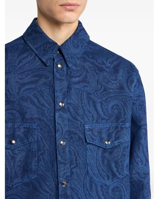 メンズ Etro デニムシャツ Blue