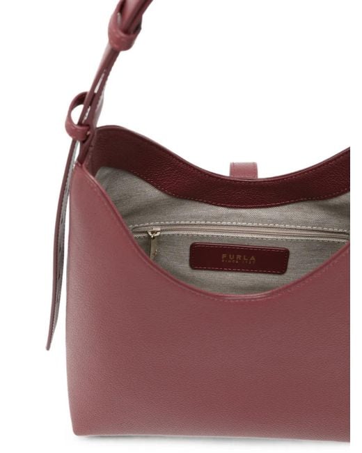 Furla Purple Grained-Leather Turn-Lock Tote Bag