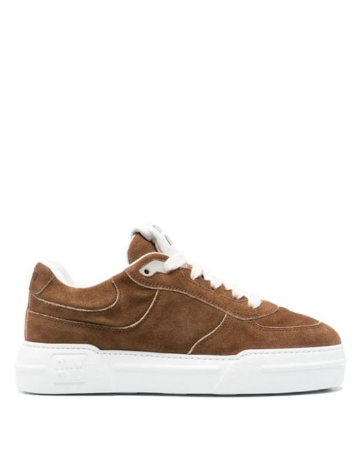 Miu Miu Brown Suede Sneakers