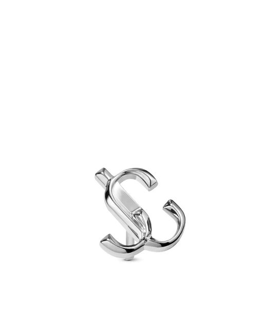 Jimmy Choo White Logo-Lettering Stud Earrings